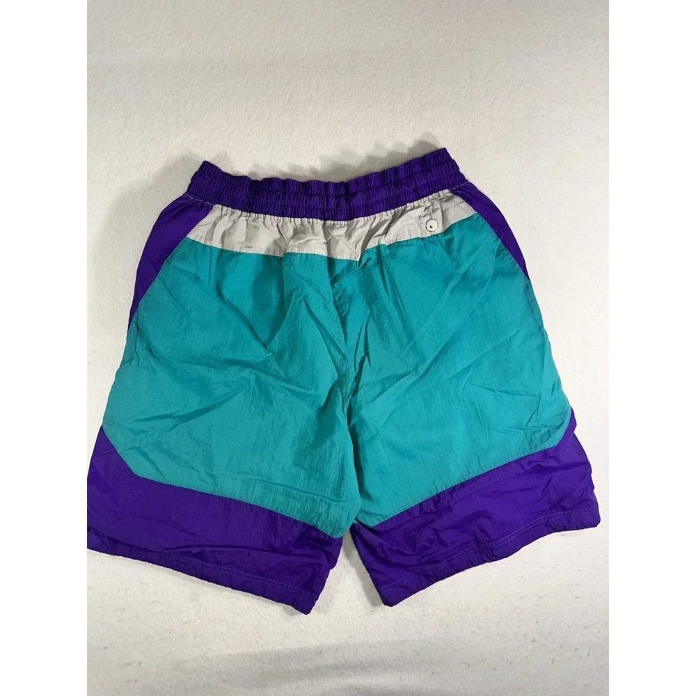 Nike Men's Colorblock Swim Trunks 34 Teal Purple Gray Lined Drawstring Pockets
